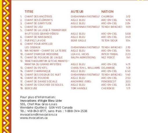 CD Chants dans la tradition amérindienne par Aigle Bleu – Image 3