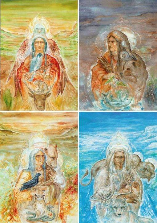 Set de 4 cartes<br>Totems des 4 saisons