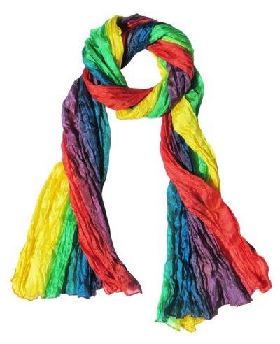 Écharpe Arc en Ciel<br>Soie froissée 90x180 cm<br>Couleurs dans la longueur