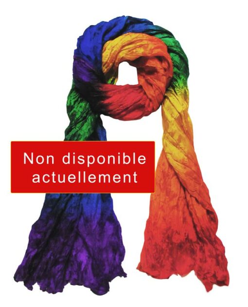 Écharpe Arc en Ciel<br>Soie froissée 90x180 cm<br>Couleurs dans la largeur