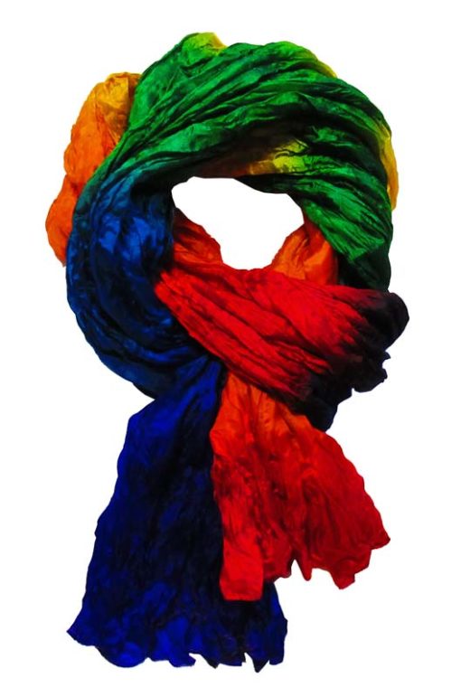 Écharpe Arc en Ciel<br>Soie froissée 90x180 cm<br>Couleurs dans la largeur – Image 3