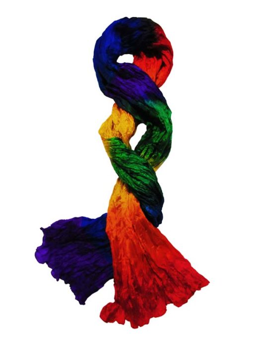 Écharpe Arc en Ciel<br>Soie froissée 90x180 cm<br>Couleurs dans la largeur – Image 2